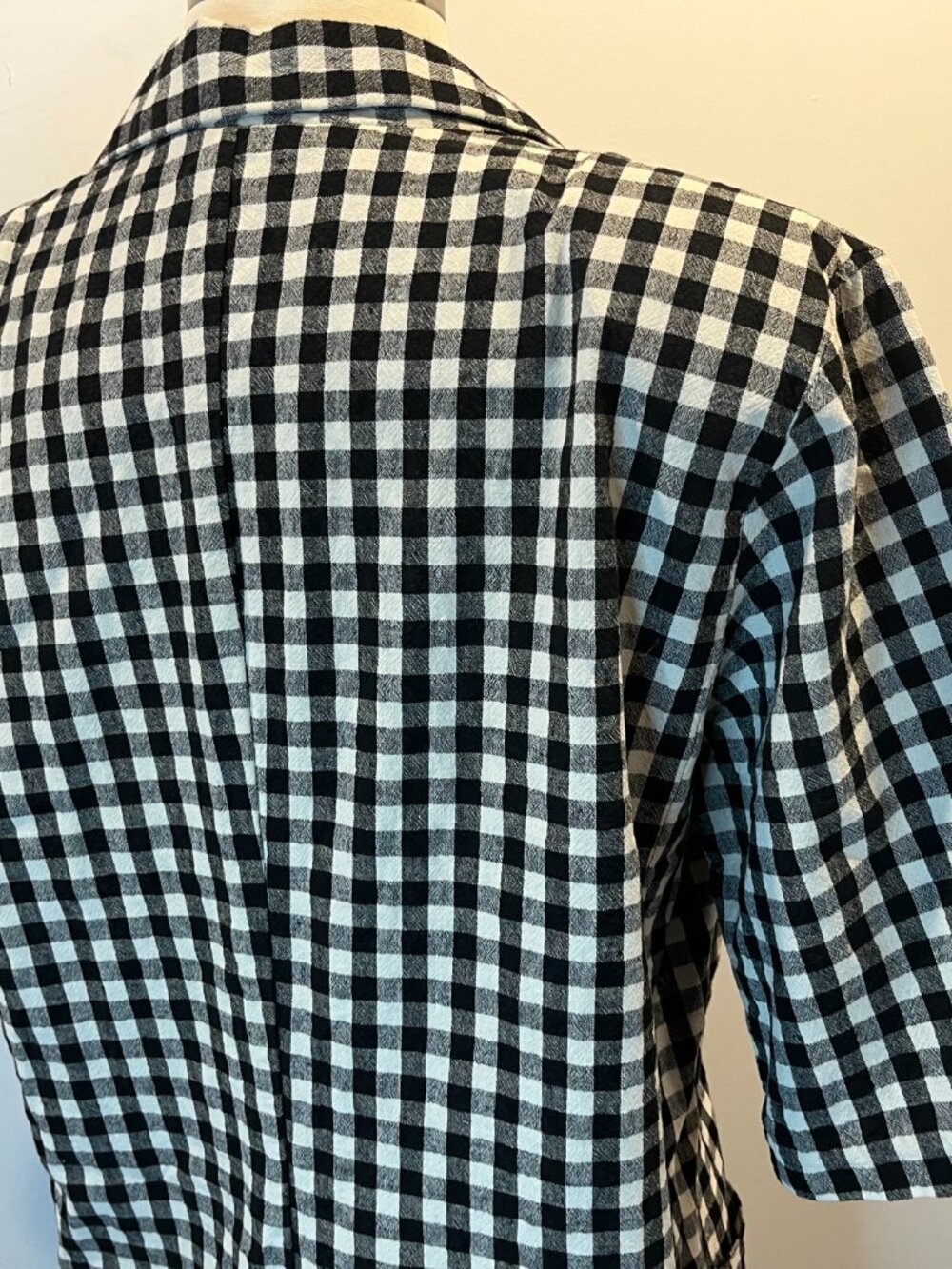 Oak + Fort Women's Black & White Gingham Short Sleeve Blazer Jacket - Size Small - Picture 4 of 6